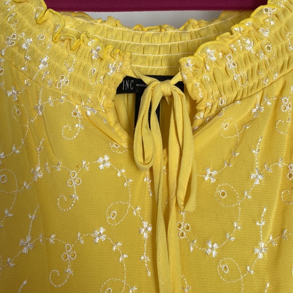 INC XL fully lined yellow blouse with embroidery - Picture 3 of 6